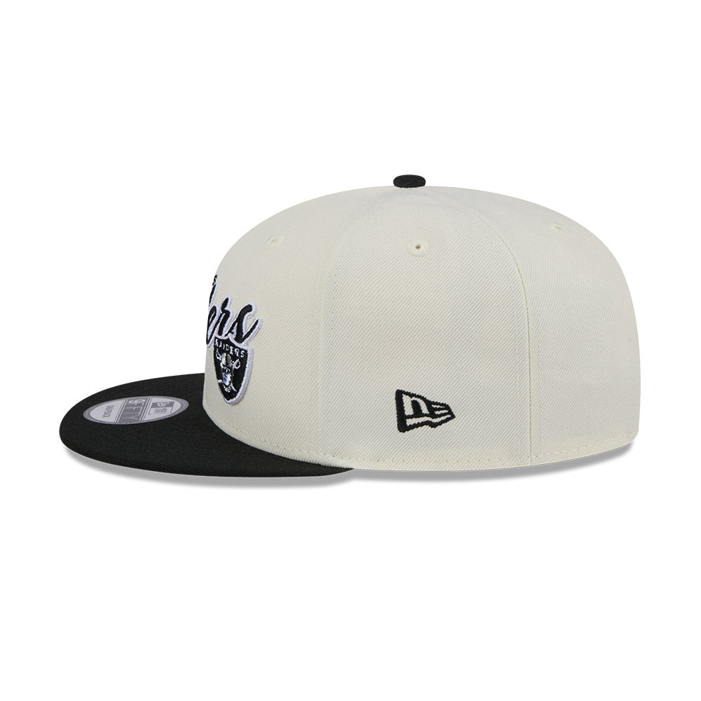Las Vegas Raiders Hat - Script Chrome White OTC 2-Tone NFL 9Fifty Snapback Cap - New Era